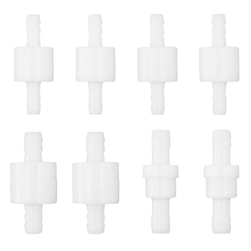 Contenuto del set: Il set contiene otto valvole di ritegno, due per ciascun diametro esterno di 4 mm, 6 mm, 8 mm e 10 mm. Le valvole di ritegno presentano un design bianco semplice ed elegante e possono essere integrate in tubi e dispositivi.