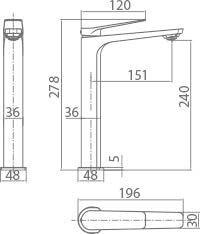 MICE - Grifo monomando con caño alto para lavabo fabricado en latón - grifo de lavabo caño largo apto para Agua frio/caliente - Serie Napoles Oro Rosa Cepillado BDN047-3ORC