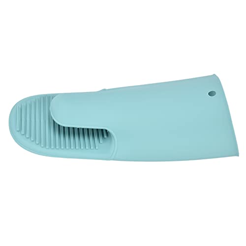 Qiilu 932°F 熱シリコーン断熱手袋肥厚アンチスリップオーブンミット手袋電子レンジバーベキュー用 (ノルディックグリーン)