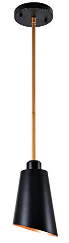 Kenroy Home 93671BL Alvar Mini Pendants, Small, Matte Black with Antique Brass Inside