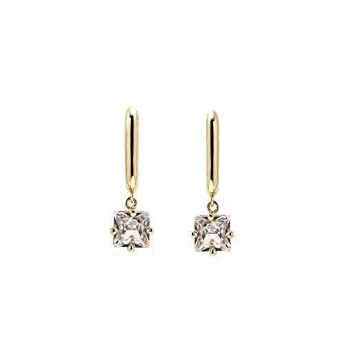 Pendientes Pertegaz colección CÓCTEL AIRE mujer 36 mm. largos circonitas cuadradas