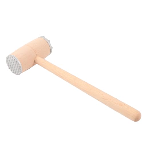 SOLUSTRE 1Pc Wooden Double Sided Meat Tenderizer Aluminium Nail Mallet for Softening Beef Pork Goose Essential Kitchen Tool for Tenderizing Meat Fibers