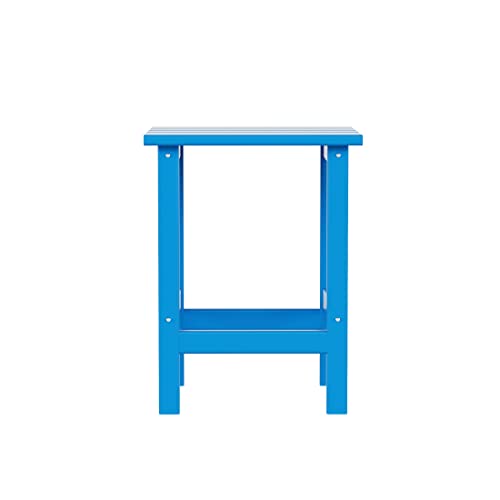 Westintrends Outdoor Side Table, All Weather Poly Lumber Adirondack Small Patio Table Square End Table For Pool Balcony Deck Porch Lawn Backyard, Pacific Blue #TOP6