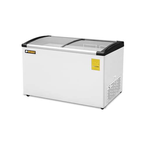Lista de Congelador Horizontal al mejor precio. 42 RHINO, Congelador Tapa de Cristal Curvo, 190 L, Función Dual Congelador/Refrigerador, Exhibidor Comercial con Iluminación LED, 2 Canastillas, Control de Temperatura, Ruedas...