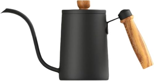 Xiraivkeコーヒードリップポット 細口設計 電磁調理器対応 木製ハンドル ステンレス製 ホワイト/ブラック 2-3 人用 人気時尚 コーヒー器具 カフェ/キャンプ/アウトドア用?