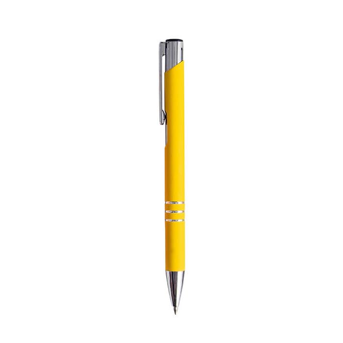 GIOTTO 50 Penne Personalizzate con Scritta e Logo - Penna in Metallo con Incisione Laser, Idea Personalizzabile Ufficio, Inaugurazioni, Fiere, Gadget Promozionali (50 Penne Giallo)