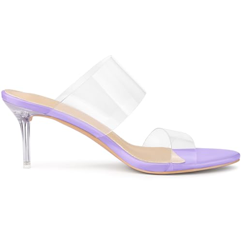 Allegra K Allegra K Women's Clear Slide Stiletto Heel Clear Purple Sandals 6 m US