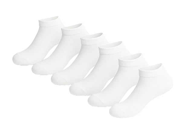 Cotton Ankle Socks, Low Cut Athletic Style, White, Pack of 3 Pairs-picture-36