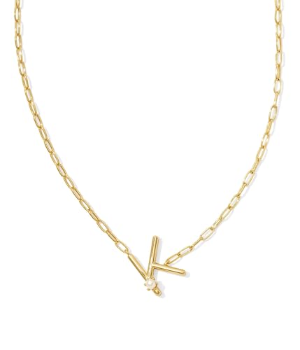 Kendra Scott Womens Pearl Letter K Short Pendant Necklace Gold White Pearl One Size2