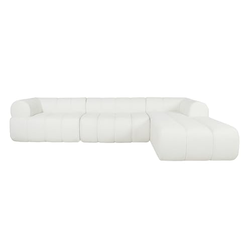 Image of Christopher Knight Home Mania 122 inch Modular L-Shape Sofa Couch with Chaise Lounge, Modern Sectional Sofa Set for Living Room, Boucle Fabric Upholstered Cloud Couch with Deep Seat, Milky White