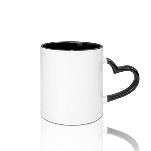 Set de 6 tazas de cerámica negra con asa corazón 11oz miniatura 2