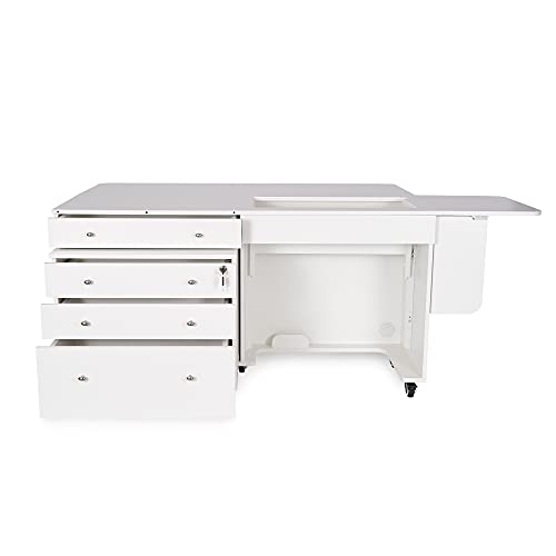 Arrow K8811 Kangaroo Sewing Cabinet for Sturdy Sewing, Cutting, Quilting, and Crafting with Joey II 3 Drawer Storage Cabinet, Portable with Wheels, White Ash Finish
