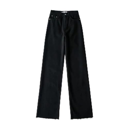 ZZYLHS Straight Leg Women's Jeans Denim Bottom Boyfriend Long High
