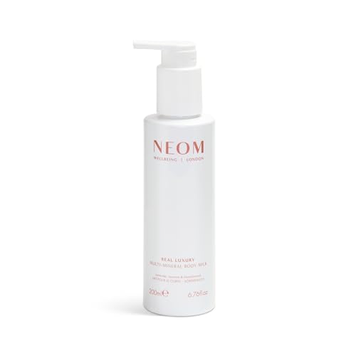 NEOM- Multi-Mineral Body Milk 200ml (Lavender, Jasmine & Sandalwood) | Real Luxury | Magnesium, Rosehip Oil & Chia Seed Oil | Moisturise, Nourish & Replenish | Vegan