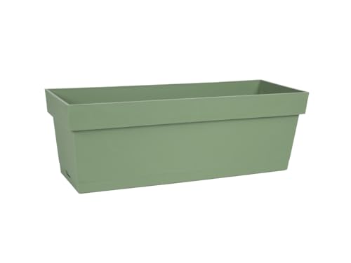 Jardinière Toscane + plateau clipsé 50 x 18 x 16,7 cm - Vert laurier - Eda