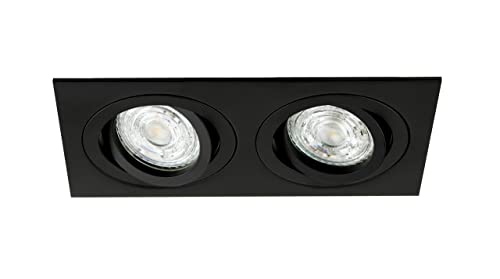 EDO spot encastrable double CERI 2 SQ Black orientable spot noir encastré carré spots lampe de plafond encastrée en aluminium brossé EDO777475