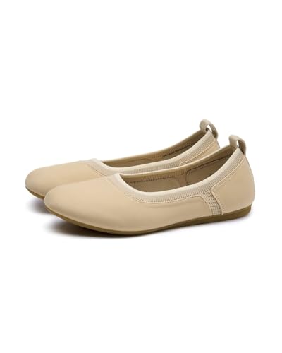 Women's Ballet Flats Shoes Comfortable Round Toe Knit Flats Casual Ballerina Dress Walking Office Slip-on Shoes2