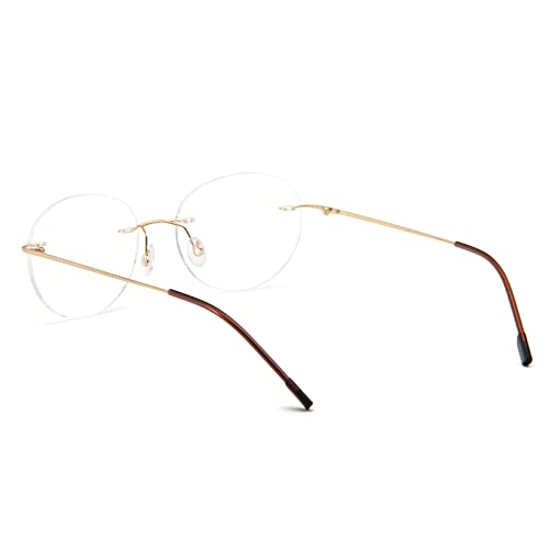 KoKoBin Round Rimless Reading Glasses Super Light Titanium Alloy Reading Aid for Men and Women gold - Image 4