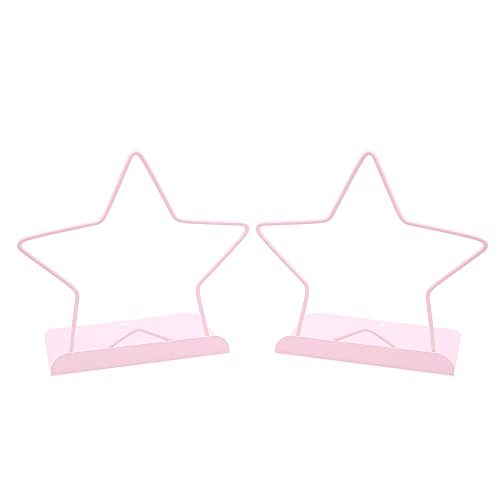 Fashion Star Bookend Non-Skid Metal Book Ends Book Stands for Home Shelves School Office Decoration Kids Study Gift (Pink)
