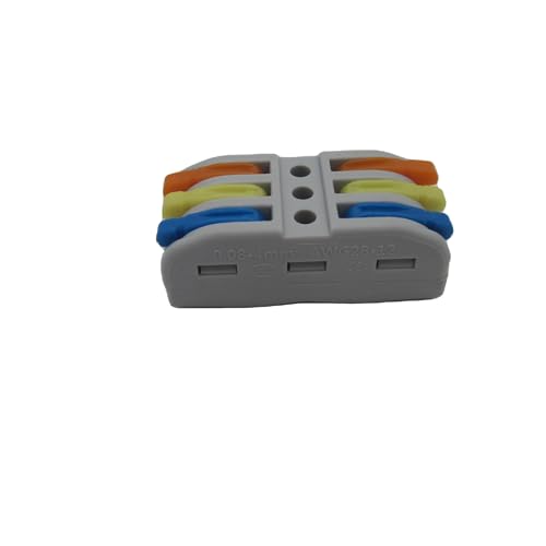 Image of ZIVIK 3 in 3 Out Mini Compact Wire Connectors With Test Hole,40 Pcs Compact Lever Cable Nut Jointner, Universal Quick Wiring Cable Connection Push-in Conductor, Cable Conductor Clamp (40, 3 In 3 Out)
