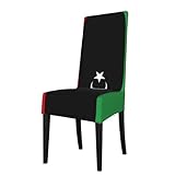 Elastische Esszimmerstuhlhussen mit libyscher Flagge, Stuhlhussen für Zuhause, Restaurant, dehnbare Sitzschoner