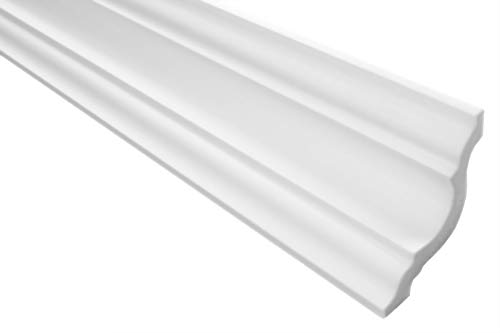 Pacchetto di risparmio Trim E-25 | leggero e stabile | polistirolo estruso | profili di stucco | transizione soffitto e parete | bianco moderno | decorativo | XPS | 0 x 0 mm | 2 metri