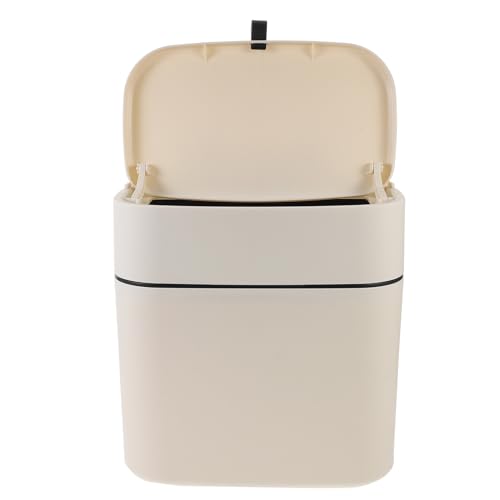 Caneca de basura para cocina con tapa y gancho beige