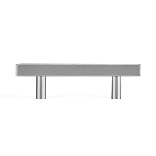 Image of Ravinte 10 Pack 3 Inch Cabinet Pulls Brushed Nickel Sqaure Kitchen Cabinet Handles Silver Cabinet Hardware Stainless Steel Drawer Pulls 5 Inch Overall Length with Mounting Template