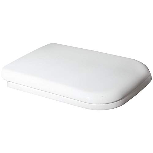 Image of MLD HKM-02 Wall Hung Polyethylene Rectangular Shaped Design Hydraulic Soft Closing PP Toilet Seat Cover Hinge Size adjustment sideways front back fit all brand Commode Close White Color