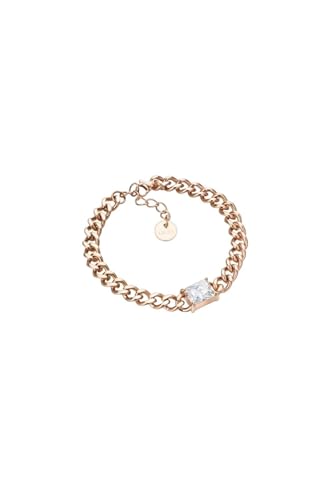 LIU-JO Bracciale in Acciaio Colore Rose Gold con Cristallo Centrale Colore Bianco LJ2126 Marca, Estándar, Metallo, Nessuna pietra preziosa