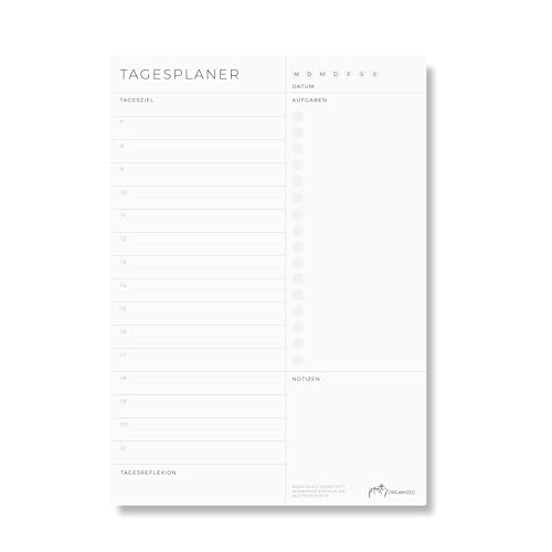 Tagesplaner Block DIN A5 mit To-Do-Liste und Zeitplan | Tagesziel & Tagesreflexion | To Do Planer | Arbeitsplaner | 50 Seiten | nachhaltig in Deutschland hergestellt (1)