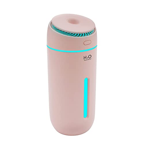Humidifier For Bedroom, 400Ml Small Humidifier With 7 Colors Night Light, Portable Mini Air Humidifier For Bedroom, Car, Quiet, Office, Travel, Auto Shut-Off, 2 Mist Modes (Pink) #TOP12