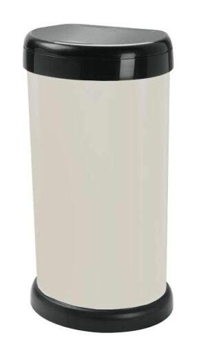 KetoPlastics 42L 42 litre KITCHEN BIN MODA TOUCH TOP LID, PLASTIC, STYLISH BIN WITH FLAT BACK (CREAM)