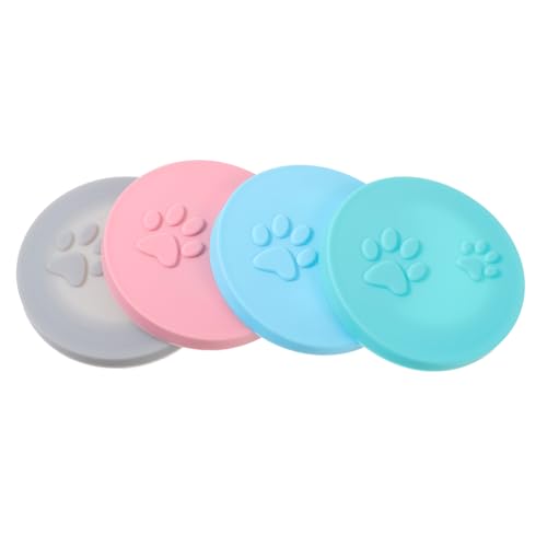 ORFOFE 4pcs Silicone Pet Can Covers Food Storage Lids for Dog and Cat Food Bpa- Dishwasher Safe Keeps Fresh Gray Green