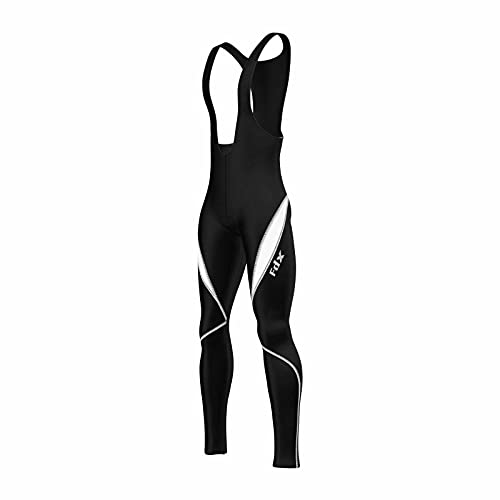 FDX Collants de Cyclisme à Bretelles pour Homme - Collants Thermiques léger rembourrés Respirants, à séchage Rapide, en Tissu Roubaix avec Poche arrière zippée - adaptés pour l’Hiver Cover
