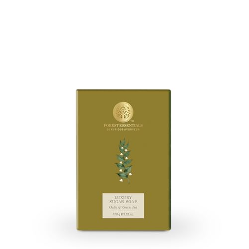 Forest Essentials Oudh & Green Tea Soap | Ayurvedic Scented Handmade Bath Soap | Gently Cleanses & Softens Skin | With Natural Oils & Raw Cane Sugar