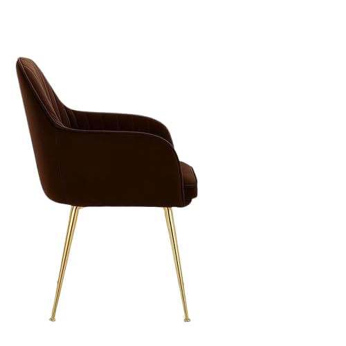 Image of Toxigo Velvet Office and Garden Area Outdoor Chairs | Cushion Seat Chair with Pillows for Modern Contemporary Upholstered with Polished Rosegold Metal Designer Piece | Set of 2 (Dark Brown)