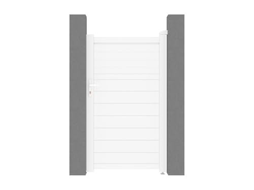 Vente-unique - Portillon battant aluminium persienné L103 x H180 cm blanc - VIAZO