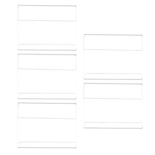 OKUMEYR Soporte Acrílico en Forma de L para Etiquetas Horizontal 83x55 Mm, Transparente, 5 Unidades, Expositor de Precios de Escritorio Adecuado para Tiendas, Restaurantes y Oficinas