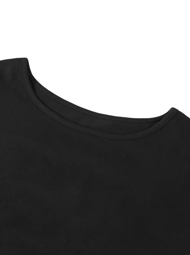 Image of Girls Off the Shoulder Tops Crop Short Sleeve Tees | Rolled Cuffs, Loose Fit, Crop Tops, Dance, Summer, Oversized, Trendy