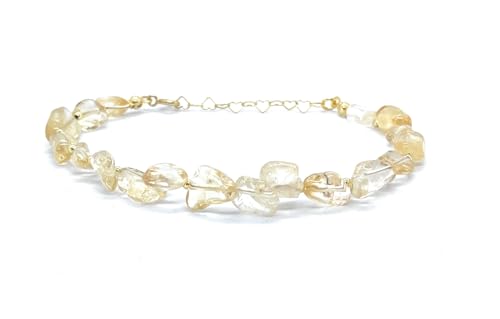 Eloboe essence Pulsera de Citrino Natural, Plata 925 Chapada en Oro 24K, 16-19...