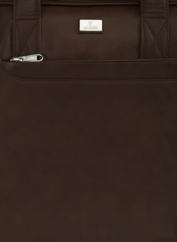 K London 14 Inches Slim Vegan Leather Expandable Men Women Unisex Laptop|MacBook Shoulder|Messenger|Office|Travel|Business Bag for Men Women with Multiple compartments(1808) (Dark Brown)