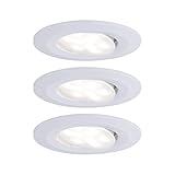 Paulmann 99927 HomeSpa LED Einbauleuchte Calla rund 3er Set incl 3x6W IP65 Einbaustrahler Weiß matt Schranklicht Kunststoff Einbaulampe 4000K