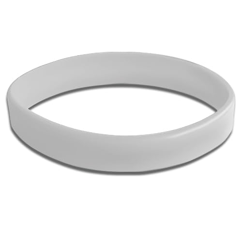 School Badges UK Plain Silicone Children Wristbands, Pack of 5 - Multiple Colours (White)