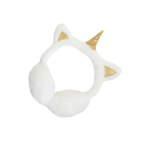 Ipetboom Warm Earmuffs Plush Winter Ear Covers Unicorn Muffs for Cold Weather Soft Foldable for Easy Storage