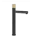 Robinets sans contact WBBAYDRFR Robinet de lavabo Levier Unique 360 ​​Rotation Bec Moderne Europe Style Laiton Mitigeur Salle De Bains Bassin Évier Mélangeur Or Noir(Black Gold Tall)