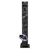 Bmi Enceinte Colonne Tour de Son HiFi Bluetooth 50W NGS SKYCHARM USB, Radio FM et AUX in Télécommande, Entrée Optique, Ampoule LED