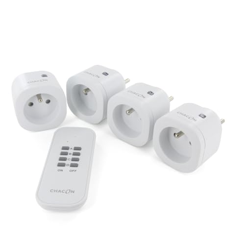CHACON Set de 4 Mini Prises on-Off + télécommande 2300W Blanc-30m