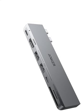 Anker USB C Hub for MacBook, Anker 547 USB-C Hub (7-in-2), Compatible with Thunderbolt 4 USB C Port, 4K HDMI, USB C and 2 USB A Data Ports for MacBook Pro 13 Inch, MacBook Air M1 / M2, and More