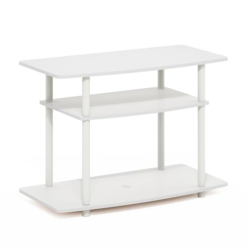 Image of Furinno Turn-N-Tube TV Stand, 3-Tier No Tools Entertainment Center, TV Console for TV up to 32 Inch, for Living Room, Bedroom, White